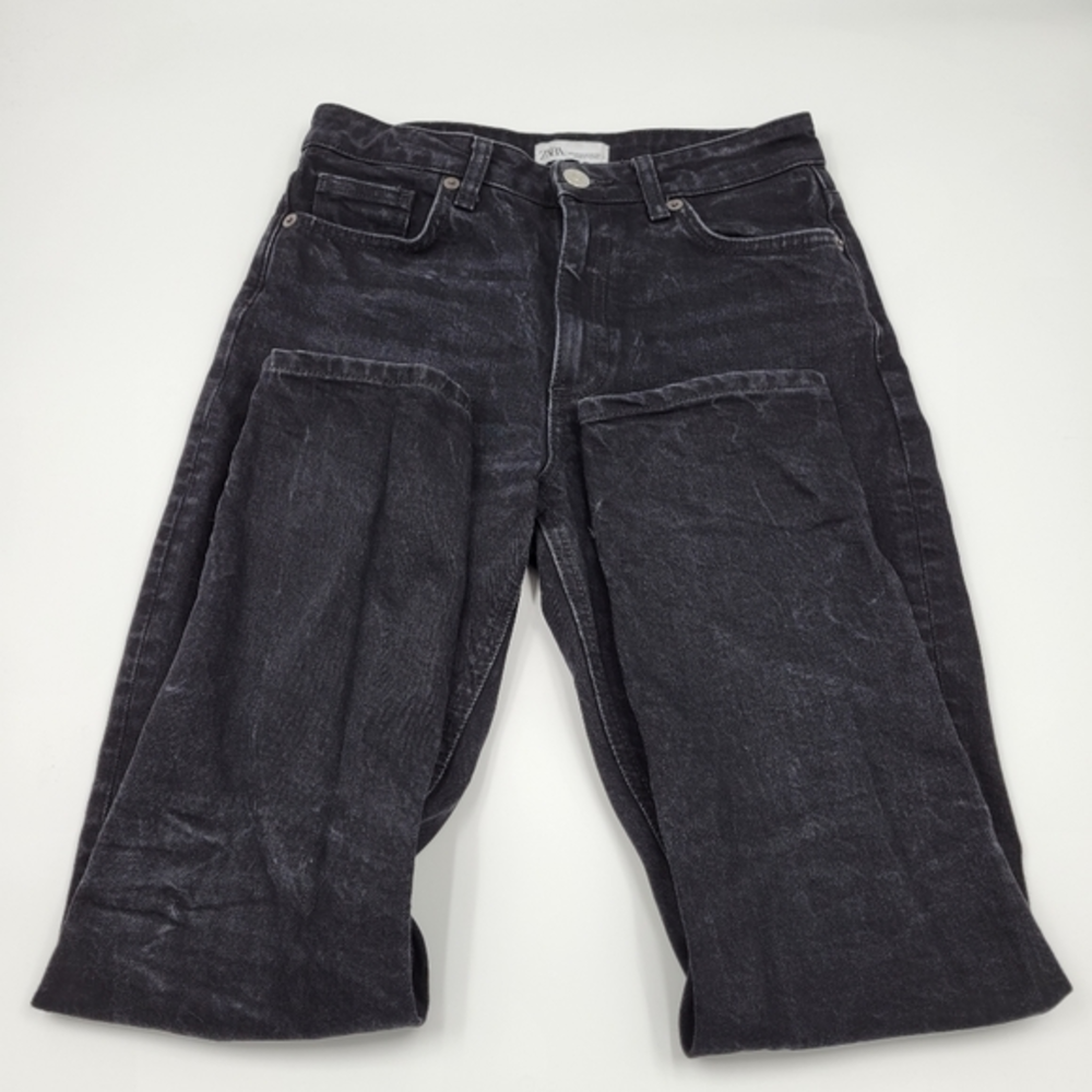 Zara Women's Size 6 Basic Skinny Leg Mid Rise Black Denim Stretch Jeans‎